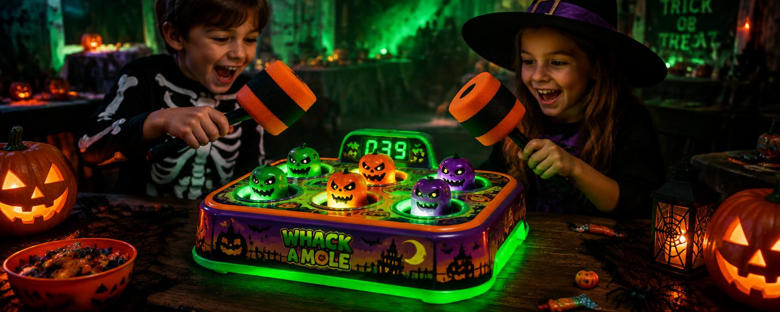 Halloween Zombie Hamster Toy styled in a Halloween setting