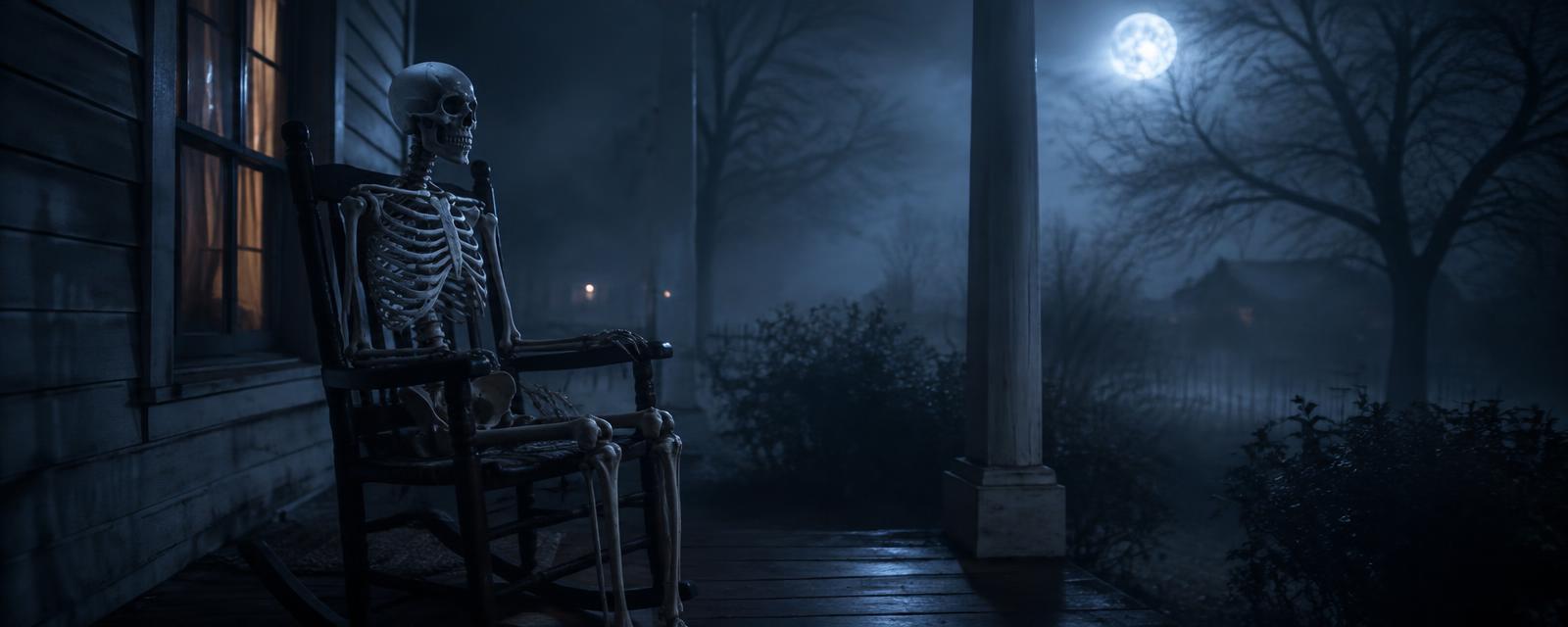 Realistic Halloween Skeleton styled in a Halloween setting